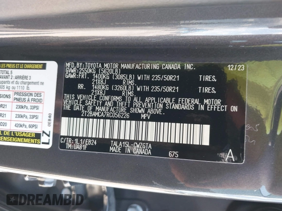 2024 Lexus RX 350 z VIN 2T2BAMCA7RC056226, wystawiony jako IAAI lot #42351779 z przebiegiem 12 317 mil mil oraz . Historia ofert i sprzedaży dostępna na DreamBid. Obrazek 9.