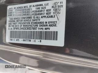 2012 Honda Odyssey EX-L with VIN 5FNRL5H63CB037697, listed as a IAAI auction lot 42262596 with 135,218 mi miles and . Bid and sale history available at DreamBid. Image 9.