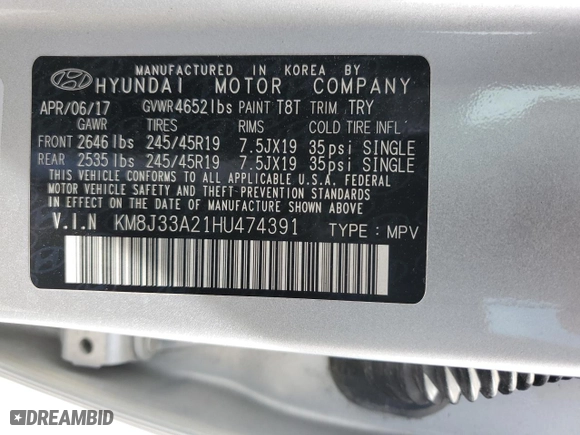 2017 Hyundai Tucson Value with VIN KM8J33A21HU474391, listed as a Copart auction lot 53798065 with 102,287 mi miles and Clean Title. Bid and sale history available at carsss.com. Image 12.