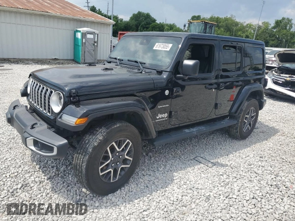 2024 Jeep Wrangler Sahara with VIN 1C4PJXEG0RW335831, listed as a Copart auction lot 61973055 with 15,785 mi miles and Salvage title. Bid and sale history available at DreamBid. Image 1.