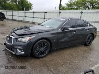 2018 Infiniti Q50 Luxe z VIN JN1EV7AR4JM440149, wystawiony jako Copart lot #55565665 z przebiegiem 97 588 mil mil oraz Szkoda całkowita • Salvage title. Historia ofert i sprzedaży dostępna na DreamBid. Obrazek 1.