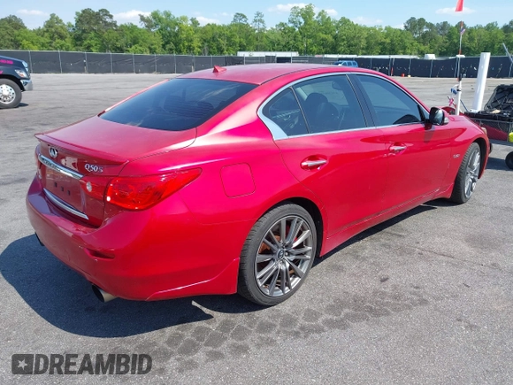 2017 Infiniti Q50 Red Sport 400 with VIN JN1FV7AR3HM870642, listed as a IAAI auction lot 42070635 with 163,848 mi miles. Bid and sale history available at carsss.com. Image 4.