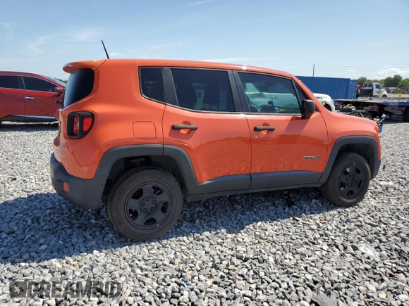 2018 Jeep Renegade Sport with VIN ZACCJBAB9JPH14873, listed as a Copart auction lot 58444785 with 106,816 mi miles and Salvage title. Bid and sale history available at DreamBid. Image 3.