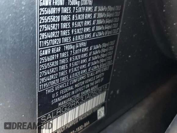 2018 Land Rover Discovery with VIN SALRG2RK3JA050818, listed as a Copart auction lot 77161734 with 86,341 mi miles and Salvage Title. Bid and sale history available at DreamBid. Image 13.