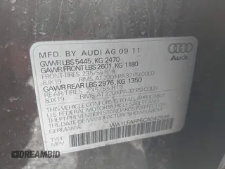 2012 Audi Q5 2.0T Premium Plus with VIN WA1LFAFP5CA042596, listed as a IAAI auction lot 41997482 with 146,053 mi miles. Bid and sale history available at carsss.com. Image 9.