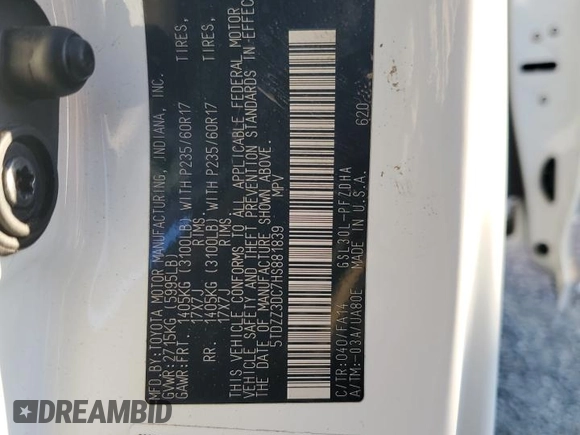 2017 Toyota Sienna L z VIN 5TDZZ3DC7HS881839, wystawiony jako Copart lot #42113965 z przebiegiem 73 828 mil mil oraz Szkoda całkowita • Salvage title. Historia ofert i sprzedaży dostępna na DreamBid. Obrazek 13.