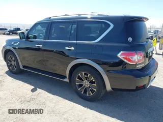 2017 Nissan Armada Platinum with VIN JN8AY2NE7H9702910, listed as a IAAI auction lot 42028682 with 134,681 mi miles. Bid and sale history available at carsss.com. Image 3.