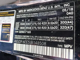 2018 Mercedes-Benz GLS 450 with VIN 4JGDF6EE5JB148508, listed as a IAAI auction lot 41454691 with Not provided miles and . Bid and sale history available at DreamBid. Image 9.