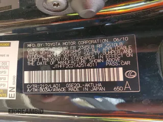 2010 Lexus IS 250 C with VIN JTHFF2C21A2514011, listed as a Copart auction lot 62600795 with 159,785 mi miles and Clean title. Bid and sale history available at DreamBid. Image 12.