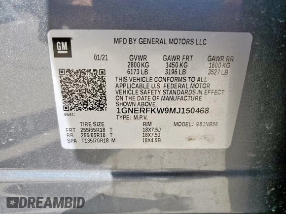2021 Chevrolet Traverse LS with VIN 1GNERFKW9MJ150468, listed as a Copart auction lot 45326615 with 64,980 mi miles and Clean Title. Bid and sale history available at carsss.com. Image 13.