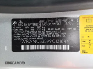 2009 BMW 5 Series 528i with VIN WBANU53599C121844, listed as a Copart auction lot 87062774 with 111,240 mi miles and Salvage Title. Bid and sale history available at carsss.com. Image 13.