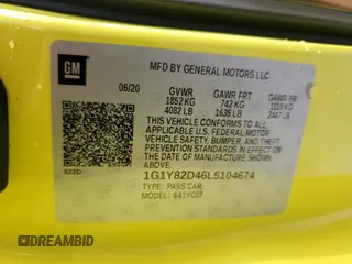 2020 Chevrolet Corvette 3LT with VIN 1G1Y82D46L5104674, listed as a Copart auction lot 78156124 with 0 mi miles and Non Repairable. Bid and sale history available at carsss.com. Image 13.