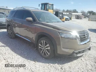 2023 Nissan Pathfinder Platinum with VIN 5N1DR3DH7PC253555, listed as a Copart auction lot 46438245 with 24,008 mi miles and Salvage title. Bid and sale history available at DreamBid. Image 4.