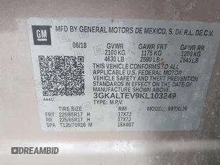 2019 GMC Terrain SLE with VIN 3GKALTEV9KL103249, listed as a IAAI auction lot 42486848 with 92,373 mi miles and . Bid and sale history available at DreamBid. Image 9.