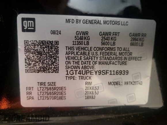 2025 GMC Sierra 2500HD AT4 z VIN 1GT4UPEY9SF116939, wystawiony jako Copart lot #55508755 z przebiegiem 13 602 mil mil oraz Szkoda całkowita • Salvage title. Historia ofert i sprzedaży dostępna na DreamBid. Obrazek 12.