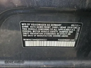 2013 Volkswagen CC VR6 Lux with VIN WVWHU7AN6DE509321, listed as a Copart auction lot 47990795 with 441,969 mi miles and Salvage Title. Bid and sale history available at carsss.com. Image 12.