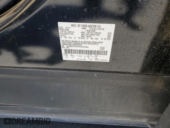 2016 Ford Explorer z VIN 1FM5K7B87GGA07584, wystawiony jako Copart lot #61605935 z przebiegiem 87 149 mil mil oraz Szkoda całkowita • Salvage title. Historia ofert i sprzedaży dostępna na DreamBid. Obrazek 13.