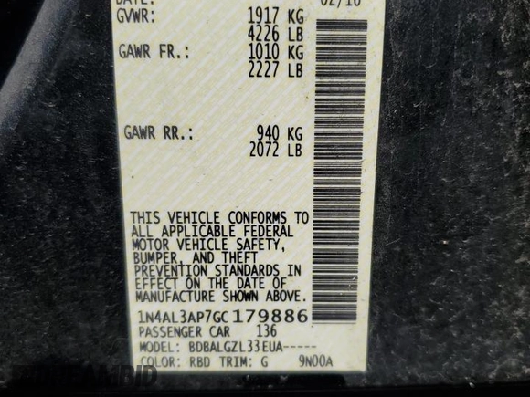 2016 Nissan Altima SV with VIN 1N4AL3AP7GC179886, listed as a Copart auction lot 61406924 with 101,304 mi miles and Clean Title. Bid and sale history available at carsss.com. Image 12.