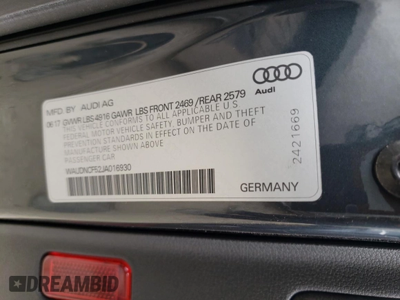 2018 Audi A5 Sportback Premium with VIN WAUDNCF52JA016930, listed as a Copart auction lot 65779724 with 66,070 mi miles and Salvage Title. Bid and sale history available at carsss.com. Image 13.