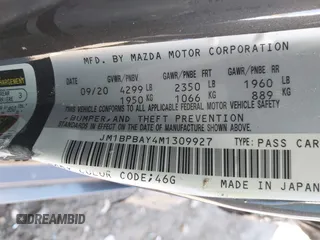 2021 Mazda 3 2.5 Turbo with VIN JM1BPBAY4M1309927, listed as a IAAI auction lot 41367164 with 22,331 mi miles and . Bid and sale history available at DreamBid. Image 9.