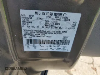 2007 Ford F-150 STX with VIN 1FTRX14W07KC78225, listed as a Copart auction lot 48355025 with 218,619 mi miles and Salvage Title. Bid and sale history available at carsss.com. Image 14.