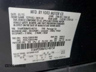 2015 Ford Taurus SE with VIN 1FAHP2D86FG140750, listed as a Copart auction lot 54390145 with 128,163 mi miles and Salvage Title. Bid and sale history available at carsss.com. Image 12.