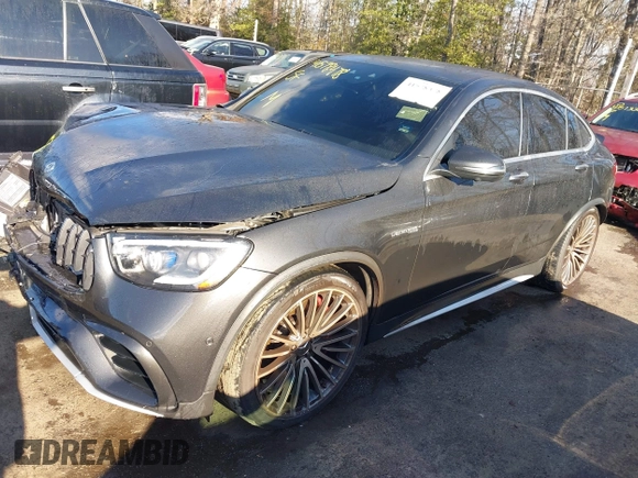 2020 Mercedes-Benz GLC with VIN WDC0J8KB1LF696454, listed as a IAAI auction lot 41578478 with 56,818 mi miles. Bid and sale history available at carsss.com. Image 2.