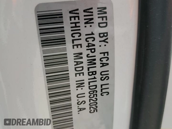 2020 Jeep Cherokee Latitude Plus with VIN 1C4PJMLB1LD652025, listed as a Copart auction lot 58312855 with 94,068 mi miles and Salvage title. Bid and sale history available at DreamBid. Image 13.