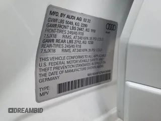 2022 Audi A4 allroad Premium Plus with VIN WA18AAF42NA036946, listed as a Copart auction lot 38362444 with 20,692 mi miles. Bid and sale history available at carsss.com. Image 14.