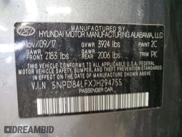 2018 Hyundai Elantra Value Edition with VIN 5NPD84LFXJH294755, listed as a Copart auction lot 50429095 with 126,998 mi miles and Clean Title. Bid and sale history available at DreamBid. Image 12.