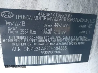 2018 Hyundai Sonata SE z VIN 5NPE24AF2JH684385, wystawiony jako IAAI lot #41354065 z przebiegiem 73 680 mil mil oraz . Historia ofert i sprzedaży dostępna na DreamBid. Obrazek 9.