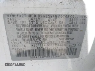 2017 Nissan Sentra SV with VIN 3N1AB7AP4HY321689, listed as a IAAI auction lot 42373727 with 34,331 mi miles and . Bid and sale history available at DreamBid. Image 9.