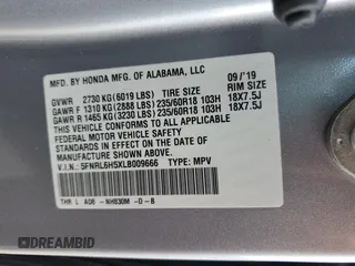 2020 Honda Odyssey EX with VIN 5FNRL6H5XLB009666, listed as a Copart auction lot 45526805 with 81,622 mi miles and Salvage Title. Bid and sale history available at DreamBid. Image 15.