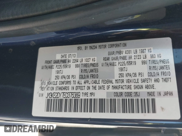 2014 Mazda CX-5 Grand Touring with VIN JM3KE2DY7E0376389, listed as a IAAI auction lot 42014946 with 126,081 mi miles. Bid and sale history available at carsss.com. Image 9.