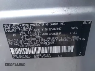 2016 Toyota RAV4 LE with VIN 2T3BFREV7GW538636, listed as a IAAI auction lot 41740617 with 59,102 mi miles. Bid and sale history available at carsss.com. Image 9.