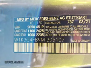 2021 Mercedes-Benz A 220 z VIN W1K3G4FB9MJ305107, wystawiony jako IAAI lot #42017175 z przebiegiem 40 256 mil mil oraz . Historia ofert i sprzedaży dostępna na DreamBid. Obrazek 9.
