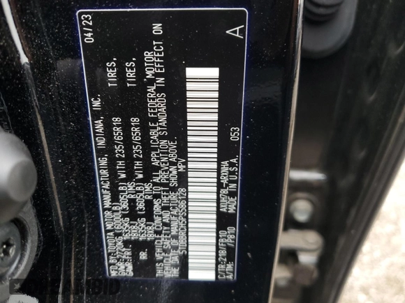 2023 Toyota Highlander Hybrid LE with VIN 5TDBBRCH5PS586128, listed as a Copart auction lot 55253445 with 28,362 mi miles and Salvage title. Bid and sale history available at DreamBid. Image 12.