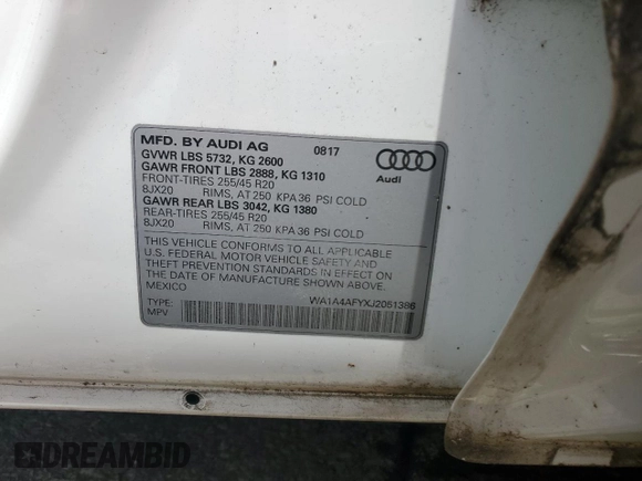 2018 Audi SQ5 Premium Plus с VIN WA1A4AFYXJ2051386, выставлен на аукционе Copart как лот 56706155 с пробегом 93 947 миль миль и Списание • Salvage title. История ставок и продаж доступна на DreamBid. Изображение 14.