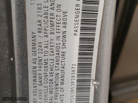 2003 Volkswagen Passat GLS with VIN WVWPD63B53P283672, listed as a Copart auction lot 84268454 with 134,875 mi miles and Salvage Title. Bid and sale history available at carsss.com. Image 12.
