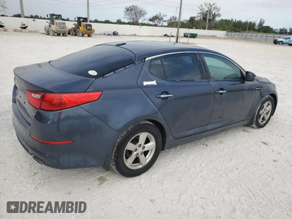 2015 Kia Optima LX with VIN KNAGM4A79F5604807, listed as a Copart auction lot 83410754 with 126,618 mi miles and Salvage Title. Bid and sale history available at DreamBid. Image 3.