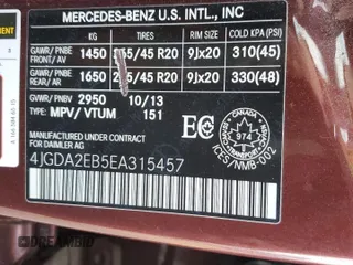 2014 Mercedes-Benz M 350 with VIN 4JGDA2EB5EA315457, listed as a Copart auction lot 51488915 with 177,858 mi miles and Clean Title. Bid and sale history available at DreamBid. Image 13.