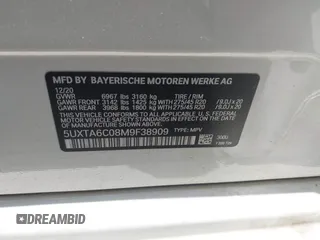 2021 BMW X5 xDrive45e with VIN 5UXTA6C08M9F38909, listed as a IAAI auction lot 42172536 with 71,741 mi miles and . Bid and sale history available at DreamBid. Image 9.