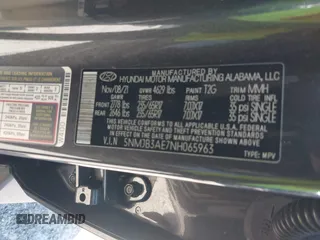 2022 Hyundai Tucson SEL with VIN 5NMJB3AE7NH065963, listed as a IAAI auction lot 41673572 with 55,404 mi miles. Bid and sale history available at carsss.com. Image 9.
