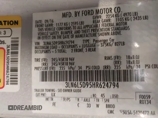 2017 Lincoln MKZ Select с VIN 3LN6L5D95HR624794, выставлен на аукционе IAAI как лот 41601895 с пробегом 81 972 миль миль и . История ставок и продаж доступна на DreamBid. Изображение 9.