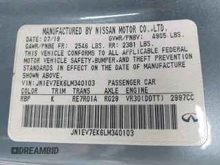 2020 Infiniti Q60 Luxe with VIN JN1EV7EK6LM340103, listed as a IAAI auction lot 41513787 with 81,054 mi miles and . Bid and sale history available at DreamBid. Image 9.