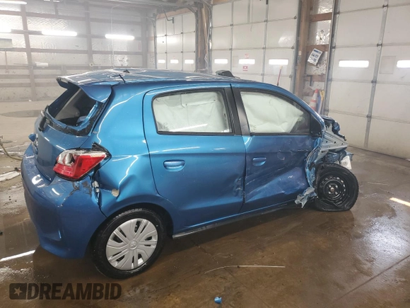2024 Mitsubishi Mirage ES with VIN ML32AUHJXRH038010, listed as a Copart auction lot 60400125 with 5,264 mi miles and Non repairable. Bid and sale history available at DreamBid. Image 3.