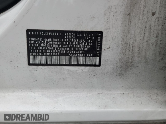 2019 Volkswagen Jetta S with VIN 3VWC57BU9KM266587, listed as a Copart auction lot 64982065 with 109,658 mi miles and Salvage title. Bid and sale history available at DreamBid. Image 12.