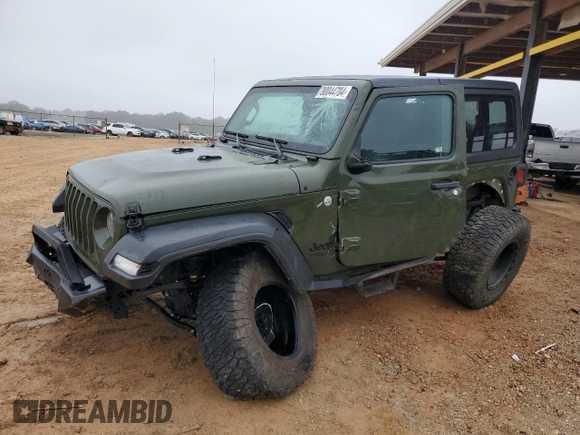 2021 Jeep Wrangler Sport with VIN 1C4GJXAG4MW748477, listed as a Copart auction lot 80044704 with 35,522 mi miles and Salvage Title. Bid and sale history available at DreamBid. Image 1.