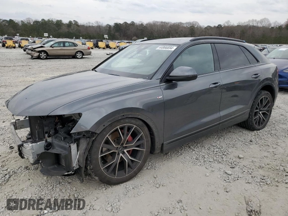 2020 Audi Q8 Premium Plus with VIN WA1EVAF19LD016508, listed as a Copart auction lot 44866694 with 49,835 mi miles and Salvage title. Bid and sale history available at DreamBid. Image 1.