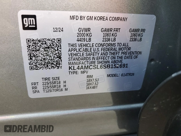 2025 Buick Encore GX Preferred with VIN KL4AMCSL6SB152691, listed as a Copart auction lot 58954265 with 7,811 mi miles and Clean title. Bid and sale history available at DreamBid. Image 14.